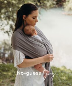 Boba Wrap Baby Carrier - Original Stretchy Infant Sling, Perfect for Newborn Babies and Children up to 35 lbs (Gray) Grey 27 81z15MnvKJL