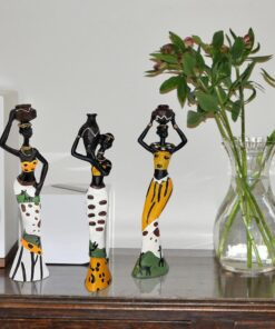 Gedengni 𝑩𝒍𝒂𝒄𝒌 𝑭𝒊𝒈𝒖𝒓𝒊𝒏𝒆𝒔 𝑨𝒇𝒓𝒊𝒄𝒂𝒏 𝑨𝒓𝒕 𝑫𝒆𝒄𝒐𝒓, African Figure Sculpture Tribal Lady Figurine Statue Decor Collectible Art Piece, 7.5-Inch, Pack of 3 Yellow Statu -3pc 26 81z6asxwYLL