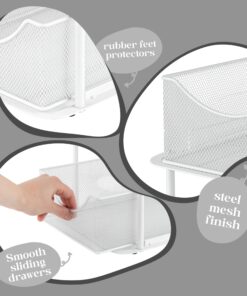 Sorbus 2 Tier Under Sink Bathroom Organizers and Storage, Strong Steel Mesh Sliding Drawers for Enhanced Bathroom Storage Ideal Bathroom Organization and Storage & Under Kitchen Sink Organizer (White) White 24 81z7viUcf1L