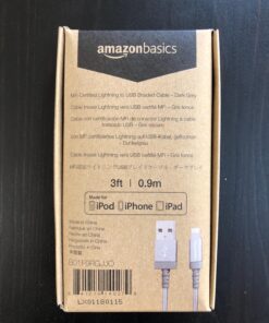 Amazon Basics Nylon Braided Lightning to USB A Cable, MFi Certified Apple iPhone Charger, Dark Gray, 3-Foot 3 Feet 1 36 81z8jhKqcwL
