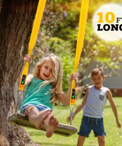 Alternative view of Safe Tree Swing Hanging Kit (Set of 2) - 10ft Long Straps with Two Alloy Carabiners and 2000 Lb Breaking Strength - Easy & Fast Installation for All Types of Swings and Children Black/Yellow