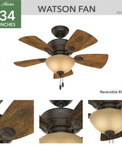 Hunter Fan Company 52090 Hunter Watson Indoor ceiling Fan with LED Light and Pull Chain Control, New Bronze finish 23 81z9ZfqOY5L