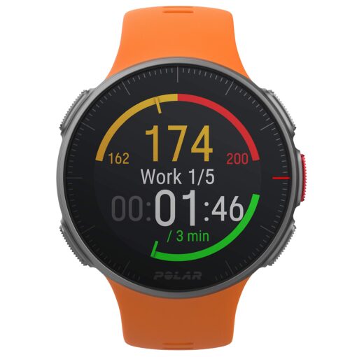 POLAR VANTAGE V – Premium GPS Multisport Watch for Multisport & Triathlon Training (Heart Rate Monitor, Running Power, Waterproof), Standard Edition, Orange