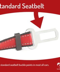 Dutchy Brand Pets Lovers Club Durable Dog Seatbelt - Heavy Duty Strap, Reflective Lines, 2 Adjustable Sizes (15-25in or 22-37in) Fits Small, Medium, Large, Extra Large Dogs Red with Reflective Stripes 17 81zAbQhUmyL
