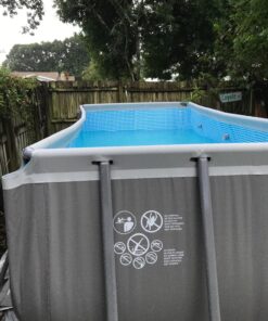 Intex 18ft X 9ft X 52in Ultra Frame Rectangular Pool Set with Sand Filter Pump, Ladder, Ground Cloth & Pool Cover 18 ft x 9 ft x 52 in 37 81zC0SBlpaL 1