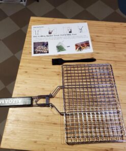 AIGMM Portable Stainless Steel BBQ Barbecue Grilling Basket for Fish ,Vegetables , Steak ,Shrimp, Chops and Many Other Food .Great and Useful BBQ Tool. Deep 35 81zC19bUU2L