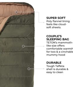 TETON Sports Mammoth Queen Size Sleeping Bag- Double Sleeping Bag – A Warm Bag the whole family can enjoy – Great Sleeping Bag for Camping, Hunting and base camp. Compression Sack Included 29 81zChTsM43L 1