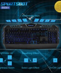 Soundbot SportsBot SS301 Blue LED Gaming Over-Ear Headset Headphone, Keyboard & Mouse Combo Set w/ 40mm Speaker Driver, Microphone, Multimedia Keys & Window Key Lock, 4 DPI Levels (BLU) 40 81zD2Xd JL