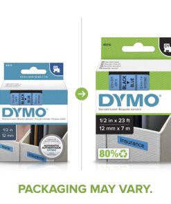 Alternative view of DYMO Standard D1 43610 Labeling Tape (Black Print on Clear Tape, 1/4'' W x 23' L, 1 Cartridge), DYMO Authentic 1/2" Black on Blue