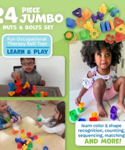 Skoolzy Toddler Tools Set for Sensory & Physical Therapy Nuts and Bolts, 24 Pc Educational Toys for Toddlers 1-3, Open Ended Building Toy for Boys, Ideal 2 Year Old Boy Gift & Stocking Stuffers Original 24 Piece 23 81zGWxjvE3L