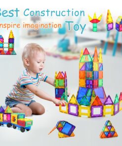 Children Hub 60pcs Magnetic Tiles Set - 3D Magnet Building Blocks - Premium Quality Educational Toys for Your Kids - Upgraded Version with Strong Magnets - Creativity, Imagination, Inspiration 14 81zJFMvFXaL