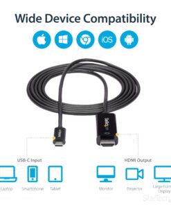 StarTech.com 6ft (2m) USB C to HDMI Cable - 4K 60Hz USB Type C to HDMI 2.0 Video Adapter Cable - Thunderbolt 3 Compatible - Laptop to HDMI Monitor/Display - DP 1.2 Alt Mode HBR2 - Black (CDP2HD2MBNL) 6 ft / 2 m 9 81zJey9uCWL