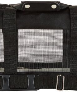 Amazon Basics Soft-Sided Mesh Pet Travel Carrier for Dog, Cat, Medium, 16.5"L x 9.4"W x 9.8"H, Black Without Wheels 38 81zLZtX7ISL