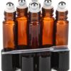 Vivaplex, 6, Amber, 10 ml Glass Roll-on Bottles with Stainless Steel Roller Balls - .5 ml Dropper included 15 81zMaCHSJ8L