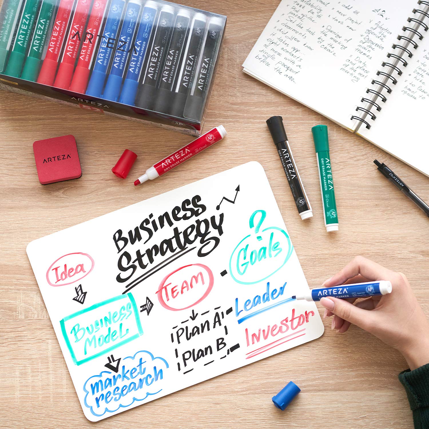 Arteza Dry Erase Markers, Bulk Pack of 52, Chisel Tip, 4 Assorted Colors with Low-Odor Ink, Whiteboard Markers, Back to School Supplies for Classroom, Office, or Home 1 Count (Pack of 52) 5 Arteza Dry Erase Markers, Bulk Pack of 52, Chisel Tip, 4 Assorted Colors with Low-Odor Ink, Whiteboard Markers, Back to School Supplies for Classroom, Office, or Home 1 Count (Pack of 52) - Image 5