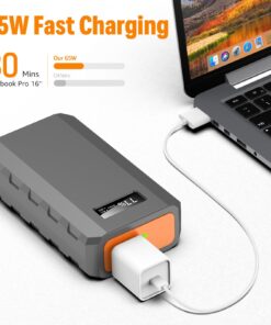 Alternative view of SinKeu 88.8Wh|65Watts Portable Laptop Phone Charger with AC DC USB Outlets, A Super Travel Portable Battery Pack & Power Bank for HP Notebooks, MacBook, iPad, iPhone Metallic Grey