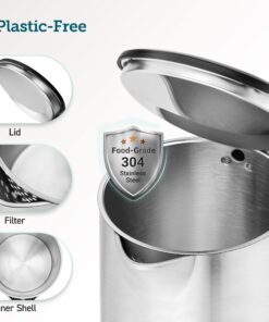 COSORI Electric Kettle, Tea Kettle Pot, Stainless Steel Double Wall, 1500W Hot Water Kettle Teapot Boiler & Heater, Automatic Shut Off & Boil-Dry Protection, BPA Free, 1.5L, Silver 25 81zPqStU9GL