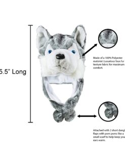 Super Z Outlet Cute Plush Animal Hat Winter Warm Winter Fashion Clothing Accessories (Husky/Wolf-Short) Grey 21 81zQp7v5XVL