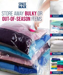 SPACE MAX Premium Space Saver Vacuum Storage Bags - Space Saver Bags Jumbo 6 Pack - Save 80% More Storage Space - Reusable, Double Zip Seal & Leak Valve, Includes Travel Hand Pump 34 81zRNDC2C0S 2