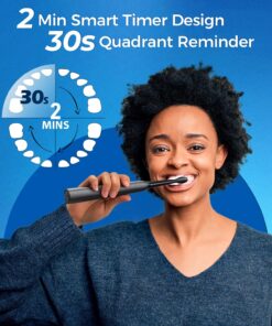 TEETHEORY Electric Toothbrush for Adults with 8 𝐁𝐫𝐮𝐬𝐡 𝐇𝐞𝐚𝐝𝐬, Sonic Electric Toothbrush with 40000 VPM Deep Clean 5 Modes, Rechargeable Toothbrushes Fast Charge 4 Hours Last 30 Days Grey 17 81zSFcVOD3L