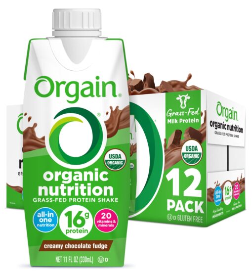 Orgain Organic Nutritional Protein Shake, Creamy Chocolate Fudge - 16g Grass Fed Whey Protein, Meal Replacement, 20 Vitamins & Minerals, Gluten & Soy Free, 11 Fl Oz (Pack of 12) (Packaging May Vary) 11.00 Fl Oz (Pack of 12)