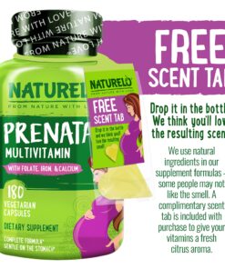 NATURELO Prenatal Multivitamin with Gentle Chelated Iron, Methyl Folate, Plant Calcium & Choline - Vegan, Vegetarian - Non-GMO - Gluten Free - 180 Capsules - 2 Month Supply 180 Count (Pack of 1) 28 81zTdNvq1L