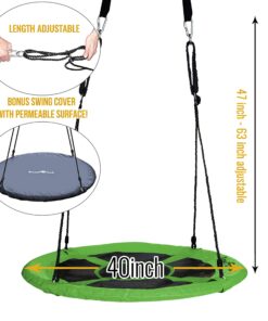 Royal Oak Saucer Tree Swing,Giant 40 Inches with Carabiners and Flags, 700 lb Weight Capacity, Steel Frame, Waterproof, Easy to Install with Step by Step Instructions, Non-Stop Fun! (Green) Green 22 81zV6kHSqL