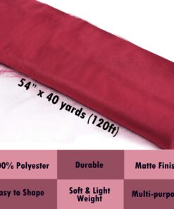 Craft And Party, Wine Fabric Tulle Roll 54 Inch by 40 Yards (120 ft) Fabric Tulle Bolt for DIY Tutu Skirt, Wedding and Decoration (Wine) 54" x 40 yards 8 81zZHDj8mxL