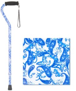 NOVA Designer Walking Cane with Offset Handle, Lightweight Adjustable Walking Stick with Carrying Strap Blue Porcelain Design 6 81zg9kyMP5L