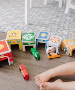 Melissa & Doug Nesting and Sorting Blocks - 6 Buildings, 6 Wooden Vehicles - Numbers Learning, Car Garage, Sorting And Stacking Toys For Toddlers Ages 2+ Set 28 81zjR3igXsL