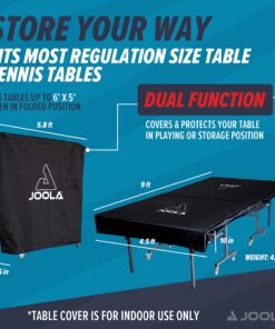 JOOLA Indoor Ping Pong Table Cover Fits Both Folding Tables & Flat Tables with Nets - Easy Lift Water Resistant Table Tennis Cover - Dual Function, Fits 9x5 Tables in Upright or Down Positions 8 81zln1x9iVS