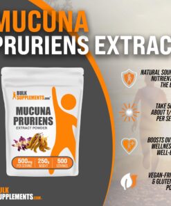 BULKSUPPLEMENTS.COM Mucuna Pruriens Extract - Herbal Supplements, Mucuna Pruriens Supplements, Mucuna Pruriens Powder - Vegan & Gluten Free, 500mg per Serving, 250g (8.8 oz) 8.8 Ounce (Pack of 1) 8 81zmVaWlZXL