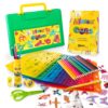 Mimtom Drawing Stencil Kit for Kids, 60 PC Art Set with 370+ Shapes, Sketch Pad, and Colored Pencils for DIY Arts and Crafts for Boys and Girls, Draw with Letter, Animal and Car Stencils, Green