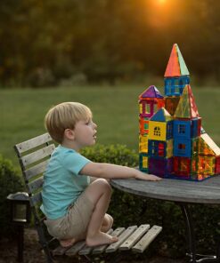 Playmags 150-Piece Magnetic Tiles Building Set – 3D Magnet Building Blocks, Creative Imagination, Inspirational, Educational STEM Toys for Kids with 1 Car Single 40 81zp0eyvAL