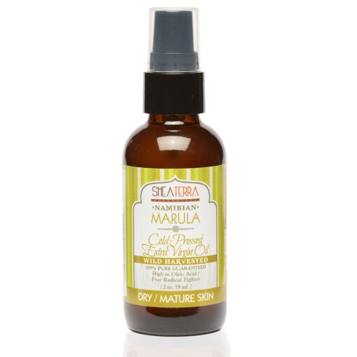 Shea Terra Namibian Marula Cold-Pressed Extra Virgin Oil | Nutrient-Rich, All Natural & Organic Oil with Essential Fatty Acid and Powerful Antioxidants for Dry and Mature Skin – 2 oz 2 Fl Oz (Pack of 1)