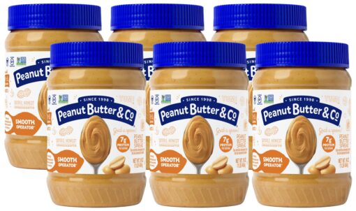 Peanut Butter & Co. Smooth Operator Peanut Butter, Non-GMO Project Verified, Gluten Free, Vegan, 16 Ounce (Pack of 6) 16 Ounce (Pack of 6)