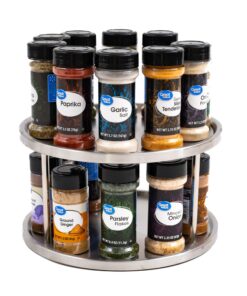 Alternative view of Estilo Stainless Steel 2-Tier Spice Rack Lazy Susan Organizer | 360-Degree Spice Racks for Inside Cabinets Organizer | Rotating/Spinning Organizer Storage | Food, Kitchen, Pantry, Spice, Medicine