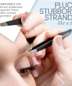 Tweezer Guru Tweezers for Women - Slant Pointed Precision Tweezers for Eyebrows & Ingrown Hair Removal - Blackhead and Splinter Tweezer with Sharp Needle Nose Point for Plucking (Black) 1 Count (Slant) Black 26 81zukyjiEHL