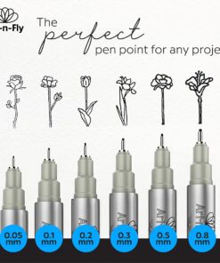 Art-n-Fly Black Fine Point Pens (Set of 6) | Drawing Fineliner Ink Pens with Japanese Archival Ink | Black Pens with Various Size Tip | No Bleed & Quick-Dry Fine Point Pen for Drawing & Sketching 6 Pack 31 81zxNBfDUeL
