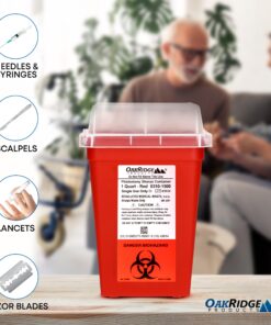 Oakridge Products Sharps Container for Home Use and Professional 1 Quart (3-Pack), Biohazard Needle and Syringe Disposal, Small Portable Container for Travel, CDC Certified 3 24 81zy1FOLhEL