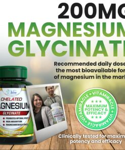 Magnesium Glycinate 200mg Supplement Magnesium Bisglycinate for Women Men Adults to Support Sleep, Heart Health, Muscles, and Nerves Pure Magnesium High Absorption 9 91 5K2pYRbL