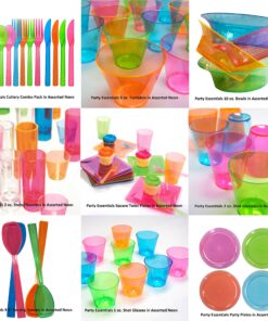 Party Essentials Hard Plastic 6-Inch Round Party/Dessert Plates, Assorted Neon, 80-Count 6" 11 91 9xktXiL 3