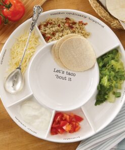 Mud Pie, White Taco Bar Condiment Serving Platter One Size 8 91 AJitU7ZL