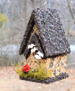 Handmade Edible Birdhouse- Tall Dark- Unique Reseedable Bird Feeder Wooden Birdhouse Covered w/Birdseed- Made in The USA Dark Roof 22 91 DnlfNRNL