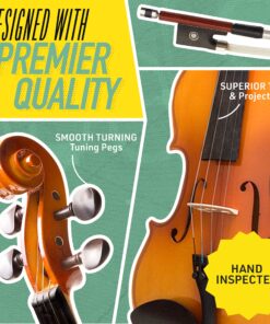 Mendini by Cecilio Violin Instrument – MV400 Size 3/4 Acoustic Violin with Bow, Case, Tuner, Metronome & Extra Strings, Kids & Beginner Violin, Maple Varnish, 3/4 Violin 12 91 FLa0yOSL