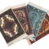 Rug Coasters, Set of 4 Turkish Carpet Style Table Drink mats, Absorbent Kitchen and Dining Accessories, Spill & drip Protection, Rectangular Mix-2