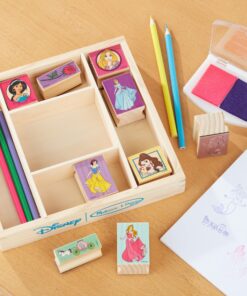 Melissa & Doug Disney Princess Wooden Stamp Set: 9 Stamps, 5 Colored Pencils, and 2-Color Stamp Pad With Washable Ink For Kids Ages 4+ 23 91 J4fnIkWL 1