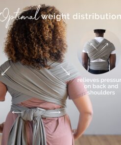 Boba Wrap Baby Carrier - Original Stretchy Infant Sling, Perfect for Newborn Babies and Children up to 35 lbs (Gray) Grey 26 91 Qzo6gktL