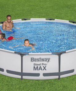 Alternative view of Bestway Steel Pro MAX 12 Foot x 30 Inch Round Metal Frame Above Ground Outdoor Backyard Swimming Pool Set with 330 GPH Filter Pump 12' x 30"