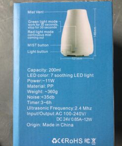 Diffuserlove Essential Oil Diffusers 200ML Remote Control Ultrasonic Mist Humidifiers BPA-Free Aromatherapy Diffuser with 7 Color Lights, Auto Shut-Off for Bedroom Office Kitchen White 33 91 YhwqcMYL